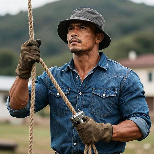 Muscular Man with Focused Determination