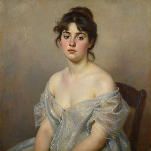 Serene Woman in Vintage Oil Portrait