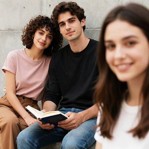 Young Friends Reading Together Outdoors