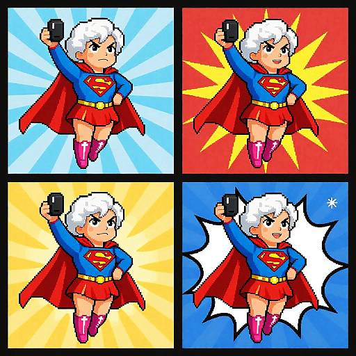 Pixel Art Superwoman Collage