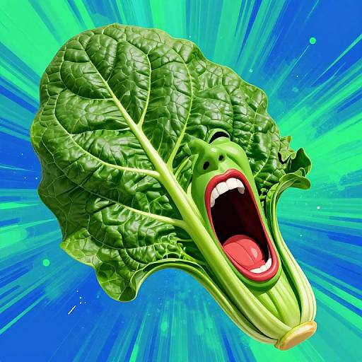 Screaming Face Inside Spinach Leaf