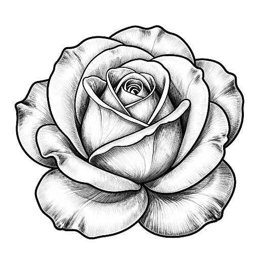 Realistic Rose Blossom Coloring Page