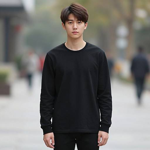 Realistic Portrait of Casual Asian Man