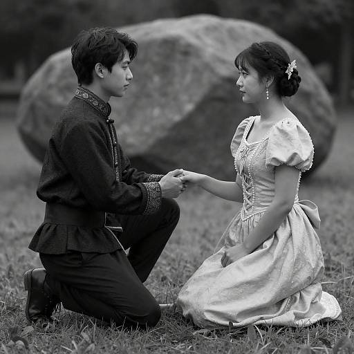 Elegant Black and White Portrait of Love