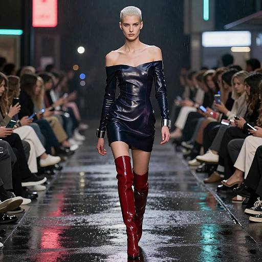 Neon Noir Androgynous Runway Portrait