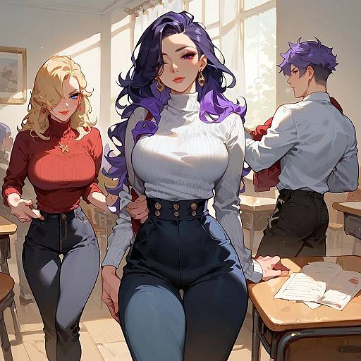 College Portrait: Purple-Haired Lily After Class