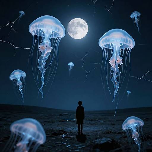 Surreal Moonlit Bioluminescent Landscape
