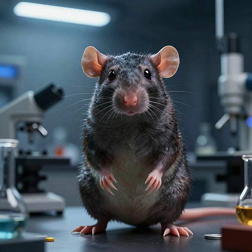 Half Rat-Human Scientist in Lab