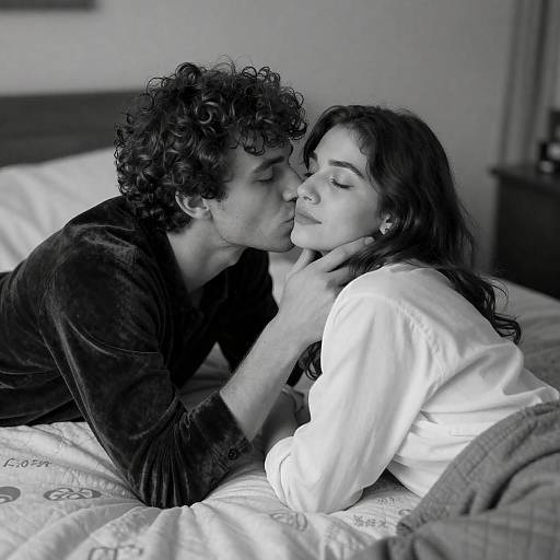 Intimate Black-and-White Embrace Scene