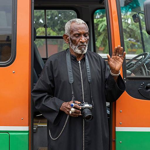 Elderly Artist in Vibrant Setting