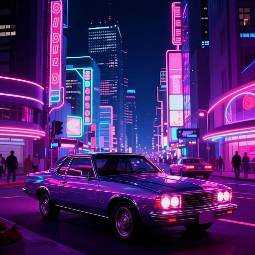 80s Neon Cityscape Synthwave Vibes