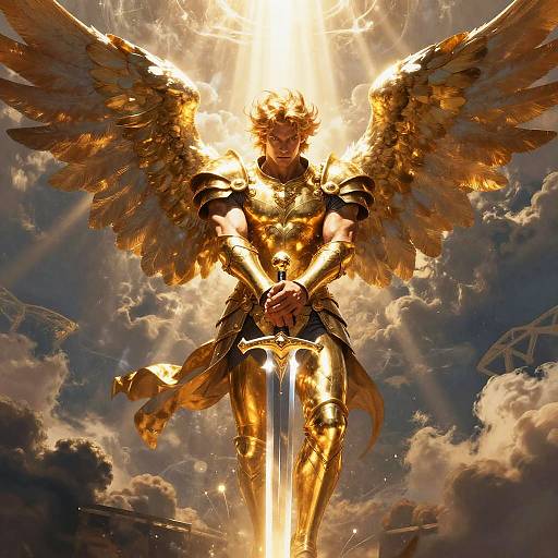 Heroic Male Angel with Glowing Sword