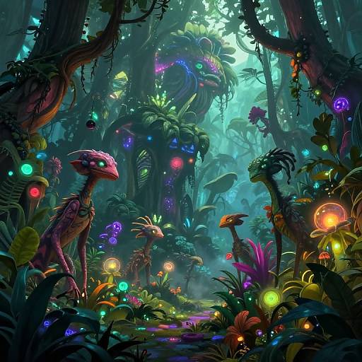 Surreal Bioluminescent Wild Jungle