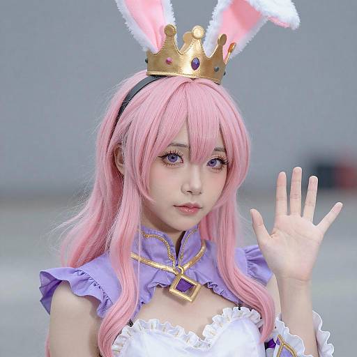 Portrait of Woman with Pink Bunny Crown