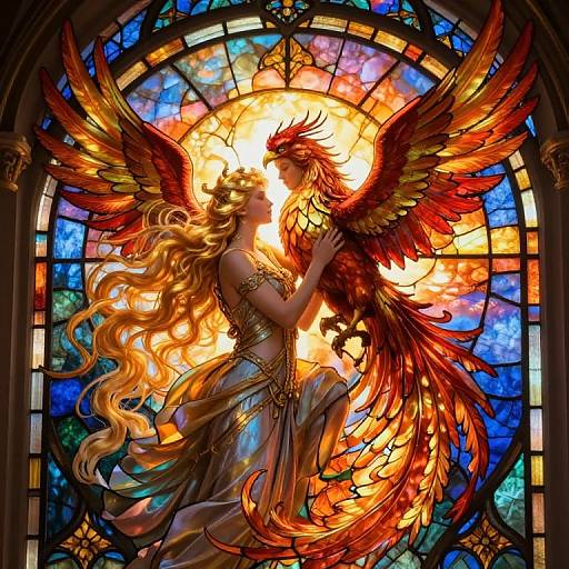 Celestial Maiden Embracing Phoenix