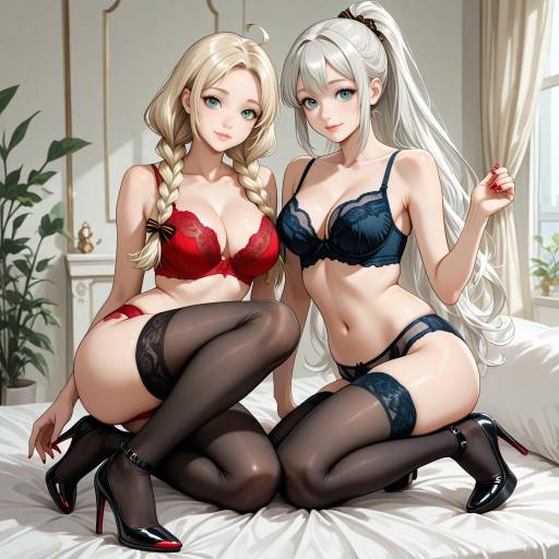 Kizuna Akari with Blonde Twin Braids