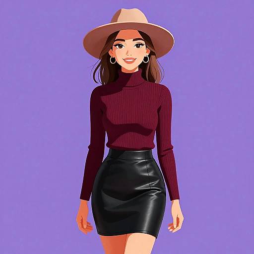 Chic Smiling Woman in Stylish Outfit
