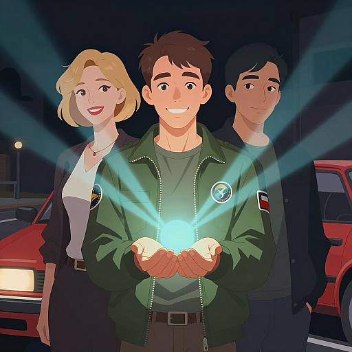 Enchanted Gathering with Glowing Object