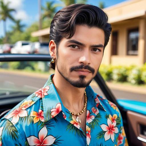 Man in Floral Hawaiian Shirt Outdoors