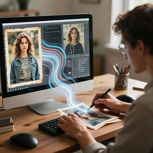 Futuristic AI Digital Artist Transformation