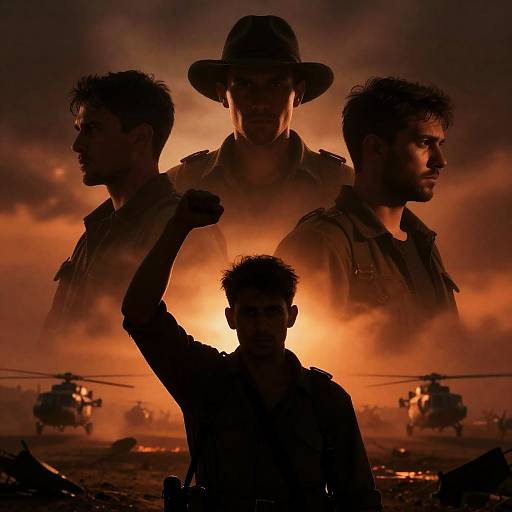 Dramatic Battlefield Portrait: Shadows and Fire