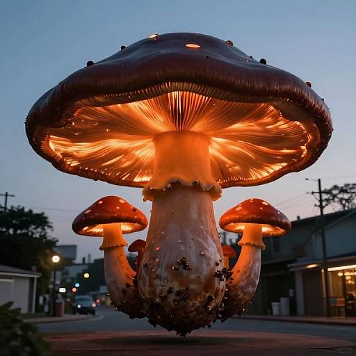 Floating Mushroom Structure with Glow