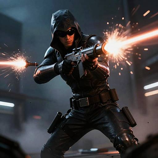 Cyberpunk Assassin Battle Scene