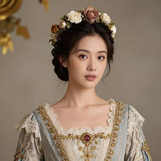 Victorian Woman with Floral Crown