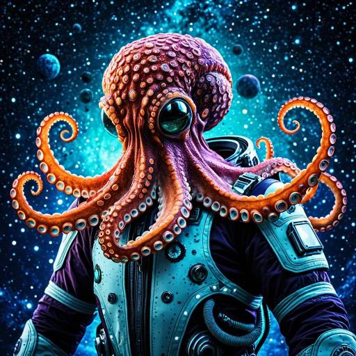 Octopus Astronaut in Cosmic Wonderland