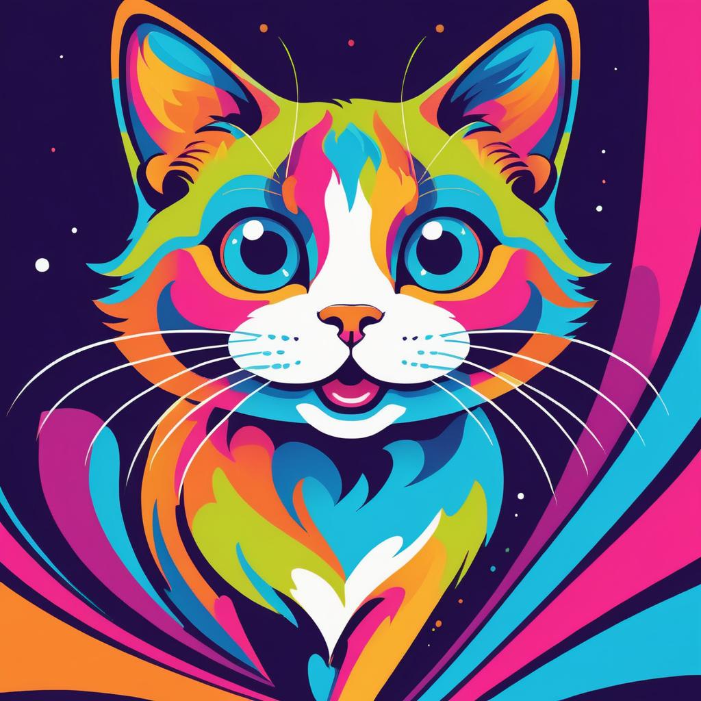 Vibrant Cartoon Cat in Playful Pose