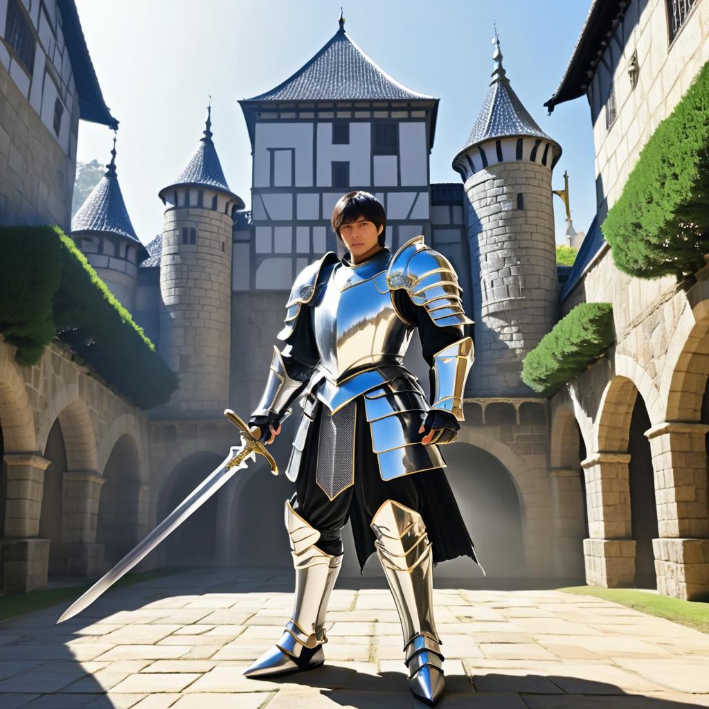 Noble Knight in Medieval Castle Setting