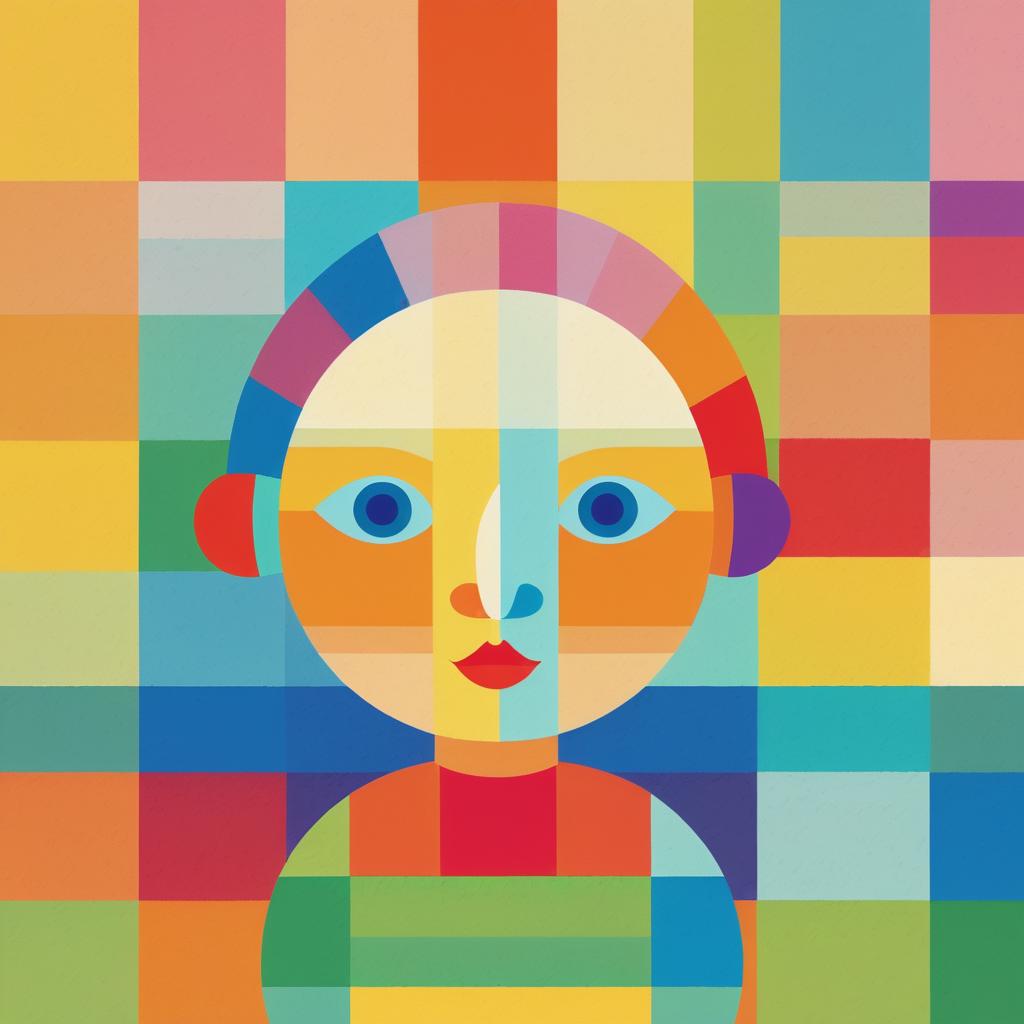 Playful Toddler Portrait in Klee Style