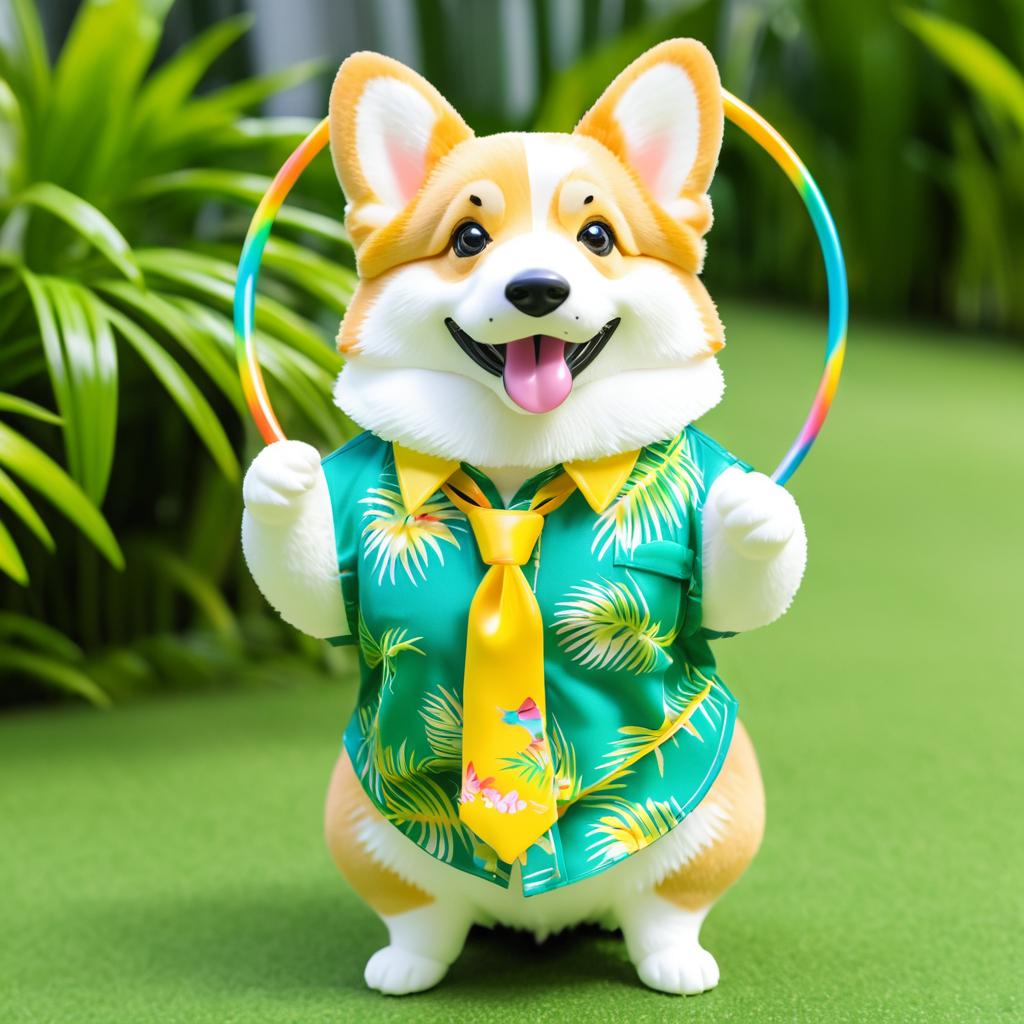 Corgi in Bolo Shirt with Hula Hoop