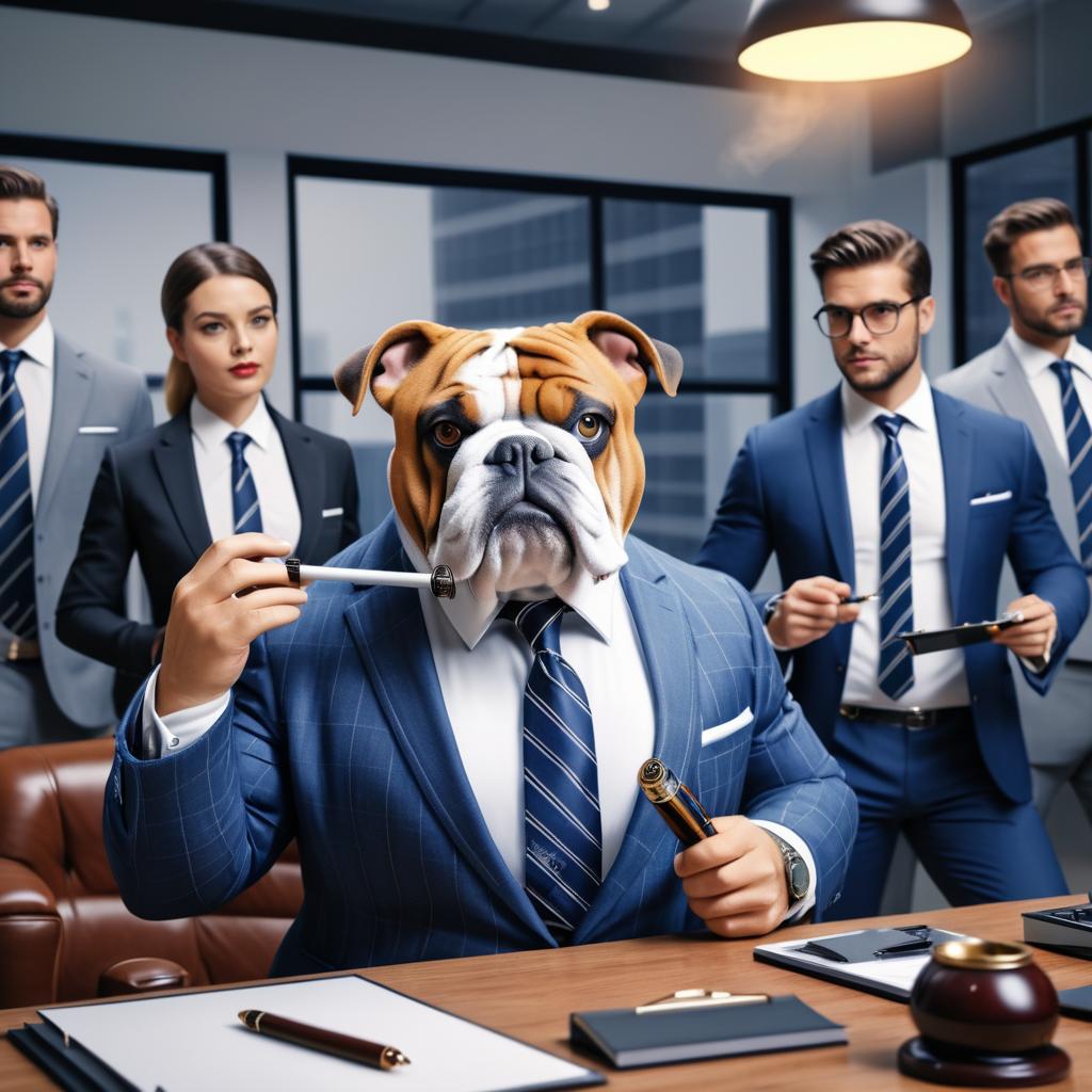 Corporate Bulldog: Dapper in Suit and Tie