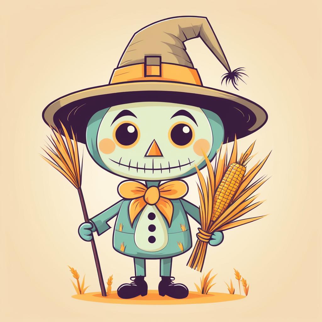 Quirky Halloween Scarecrow Illustration