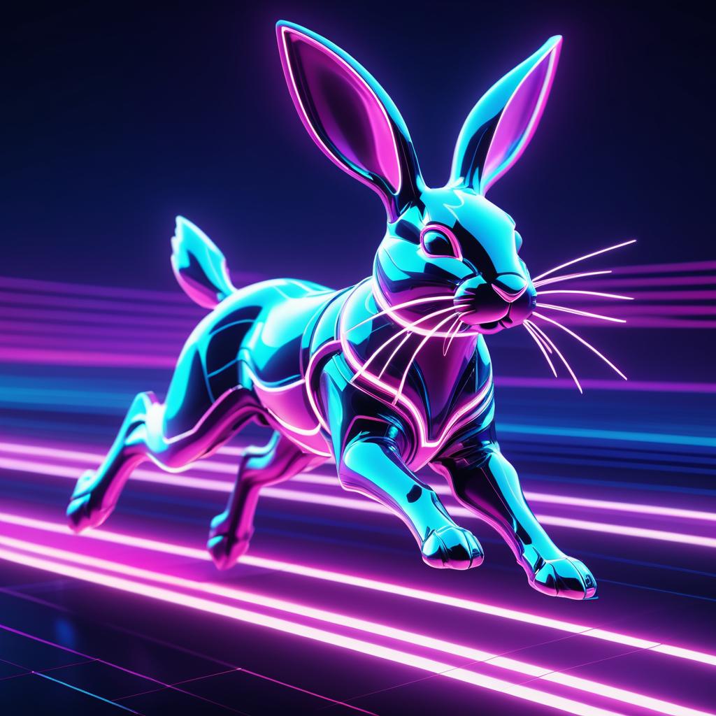 Futuristic Rabbit in Neon Fields