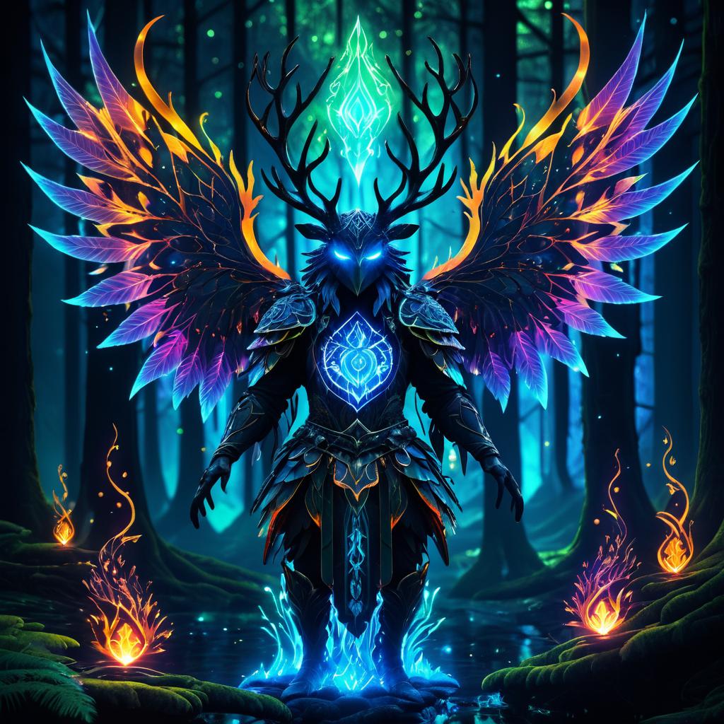 Enchanting Forest Guardian in Bioluminescence