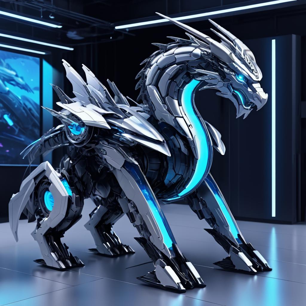 Futuristic Robotic Dragon in Sci-Fi Style