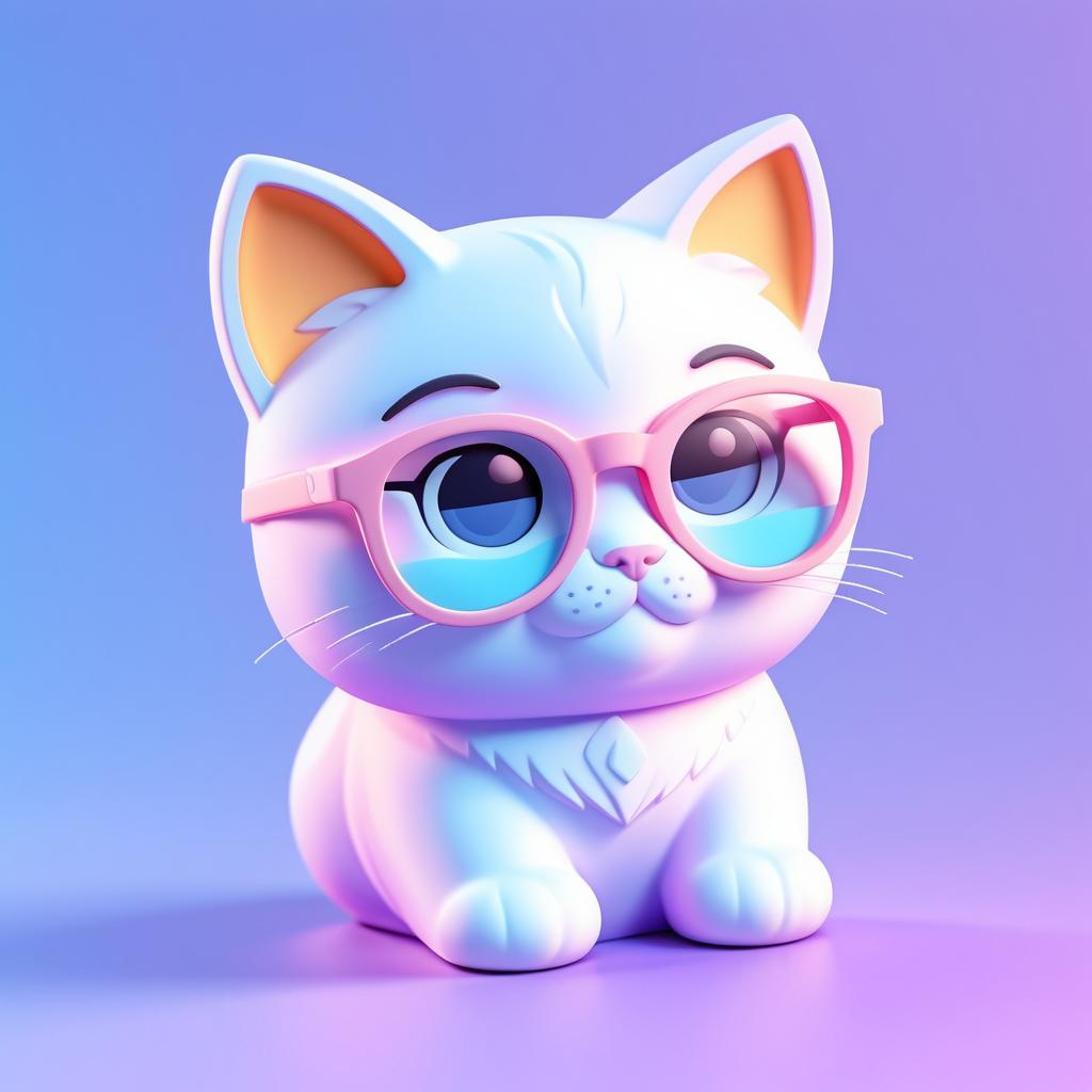 Adorable Isometric Cat Emoji Icon