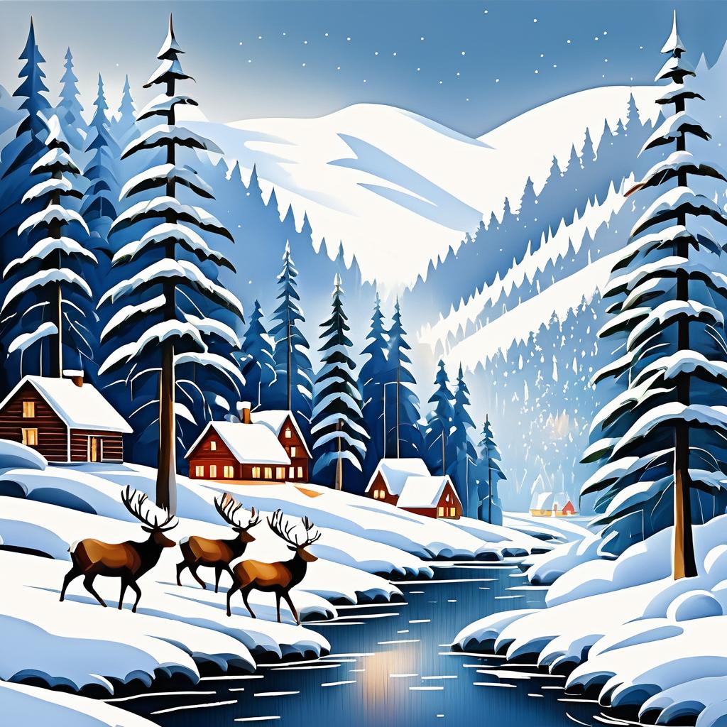 Winter Wonderland: Reindeer in Snowy Forest