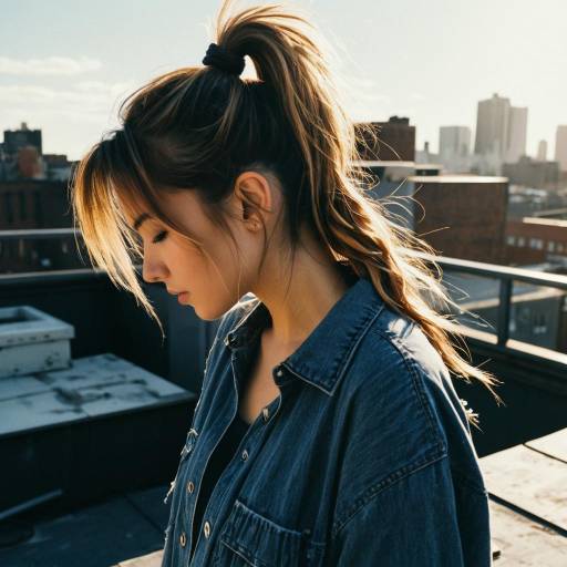 Chic Messy Ponytail Rooftop Fashion Shoot