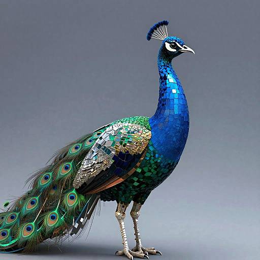 Cybernetic Peacock Mosaic Art