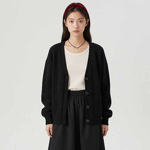 Elegant Female Model in Black Outfit