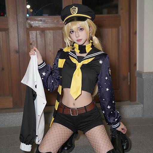 Blonde Woman Cosplay Night Photo