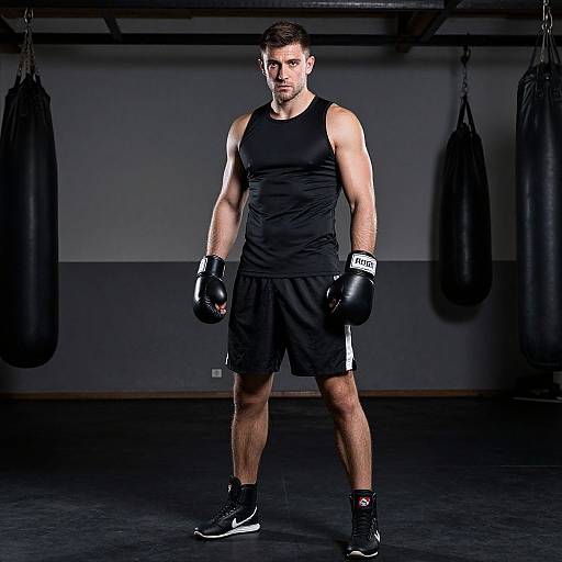 Confident Boxer in Industrial Gym