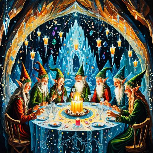 Elves Celebrating in Crystal Cave