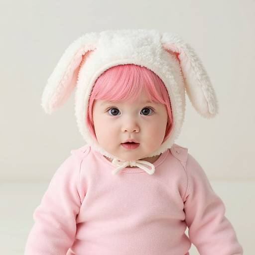 Adorable Pink-Haired Baby Girl