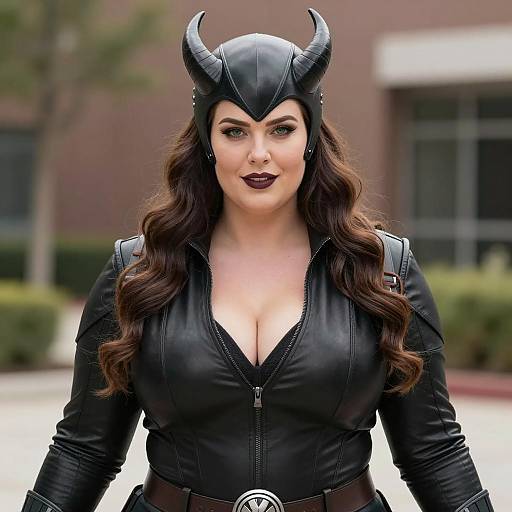 Plus Size Woman Cosplaying Black Widow