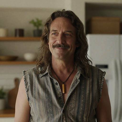 Cheerful Man in a Roomy Kitchen