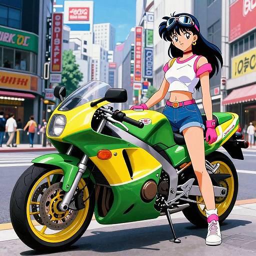 90's Anime Girl with Honda RC30